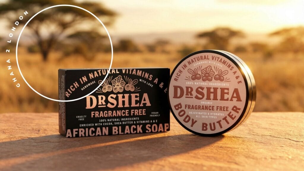 Dr shea fragrance free body butter and black soap