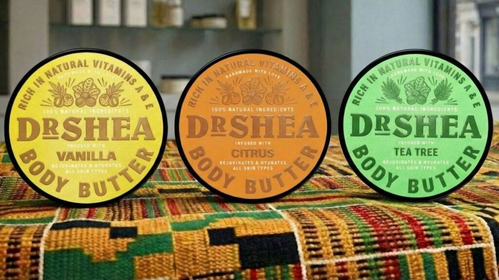 african heritage dr shea body butter, vanilla, citrus and tea tree products onyl three ingredients