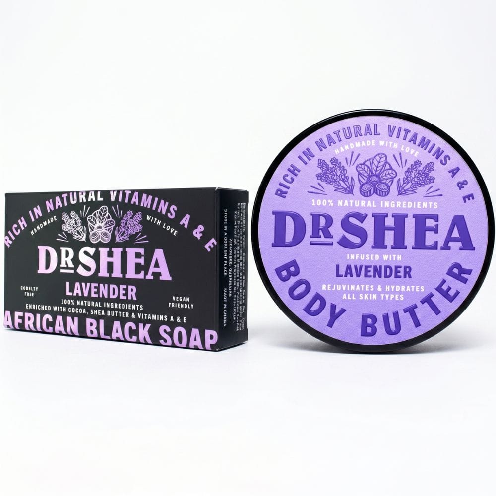 Lavender African Black Soap lavender black soap and body butter duo set