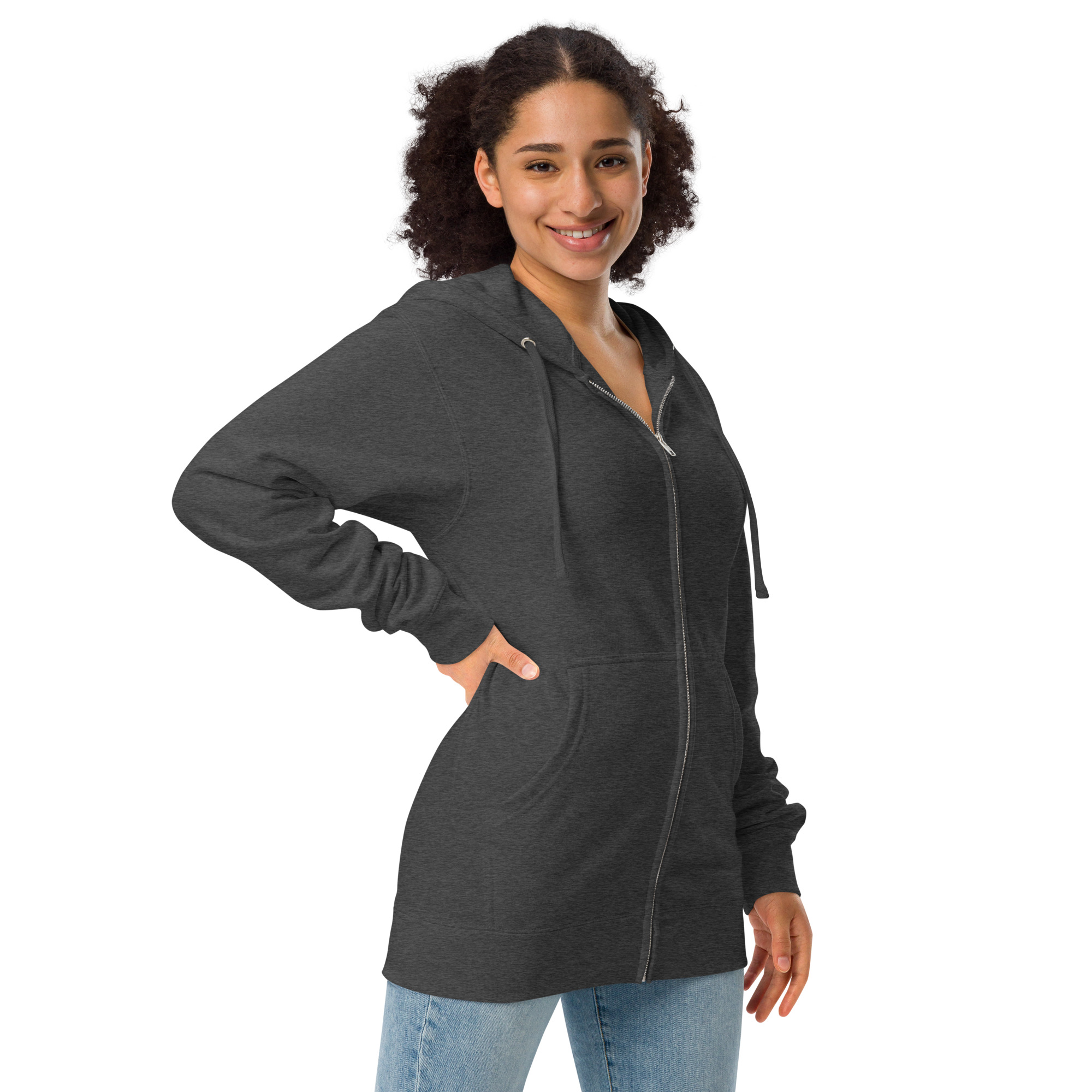 Unisex fleece zip up hoodie - Image 15